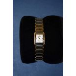 A Rado Jubile ladies tank style wristwatch, set diamonds to sides and face, complete with orginial