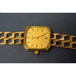 A 9ct gold Certina ladies quartz wristwatch, on a 9ct gold chain link bracelet, 26.5g including