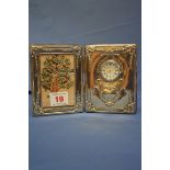 A silver double photograph and clock frame, by  Carr's of Sheffield Ltd, Sheffield 1996, 12cm x 18.