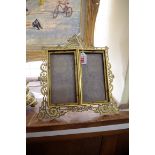 A late 19th century gilt brass triptych easel back frame, inscribed 'Harry Grant....Torquay', 31.5cm