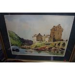 Jack Merriot, Eilean Donan, Kyle of Lochalsh, Scotland, signed, watercolour, 36 x 51.5cm.