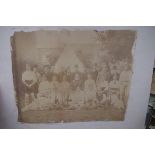 Cricket: a Victorian sepia photograph of a cricket team, possibly including W G Grace, I.24.5 x 30.