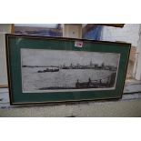 J Eggett, 'Portsmouth Harbour', signed, numbered and dated '76, etching, pl.16.5 x 42.5cm.
