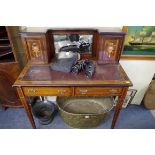 A late 19th century rosewood and inlaid bonheur du jour, 91.5cm wide.