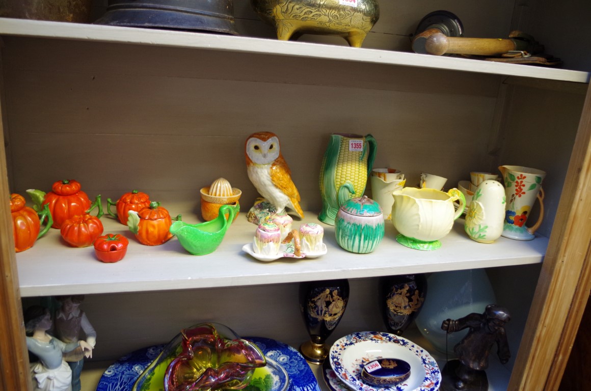 A Beswick barn owl; together with Charlton ware and others.