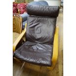An Ikea leather and bentwood chair.