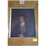 English School, bust length portrait of Robert Burns, oil on board, 21 x 17cm.