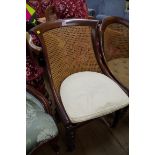 A William IV mahogany and cane library chair, on brass castors.