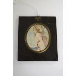 English School, a half length portrait miniature of a red haired lady, 8 x 6.6cm, oval.