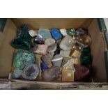 A collection of mineral specimens.