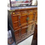 An antique Chinese elm and burr elm cabinet, 119.5cm wide.