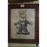 Possibly attributed to Louis Wain, a cat in a tuxedo, watercolour, 26.5 x 21cm.