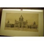 After Colen Campbell, 'The Front to the Court of Castle Howard', engraving, pl.24.5 x 48.5cm;