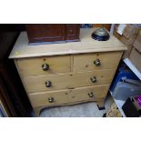 A 19th century pine chest of drawers, 91.5cm wide.