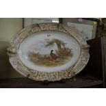 A rare Victorian Royal Worcester Vitreous twin handled oval game dish, circa 1890, moulded with