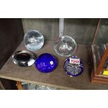 Five glass paperweights, to include examples by St Louis, Kosta Boda, and Orrefors.