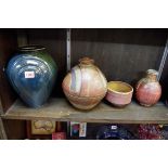 Studio Pottery: four various vases, to include an example by Nick Rees for Muchelney, 26cm high.