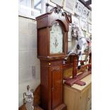 A 19th century oak and mahogany crossbanded 30 hour longcase clock, with 12in arched dial, 211cm