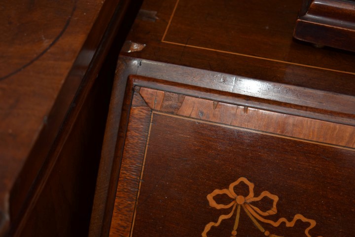 A late Victorian mahogany and marquetry bureau, 84cm wide. - Image 5 of 8