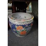 A pair of Chinese famille rose fish bowls, 48cm diameter.