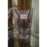 A rare R. Lalique 'Hirondelle' clear glass car mascot, (chipped).
