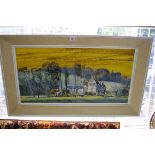 Michael David Barnfather, a farm building in a landscape, signed and dated '65, oil on board, 30 x