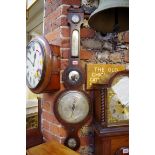 A 19th century mahogany and line inlaid five dial banjo barometer, by J Schalfino, Taunton.