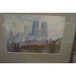 R H Wright, 'Venice'; 'York Minister', two works, signed and dated '91 and '96 respectively,
