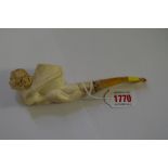 A novelty carved meerschaum pipe.