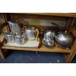 A Picquot ware four piece teaset, on tray; and three other items.