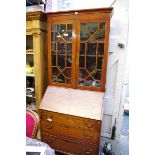 A 19th century mahogany bureau bookcase, 87cm wide, (top and base associated).