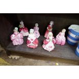 Seven Royal Doulton figures, comprising 'BoPeep',HN1811; 'Cissie', HN1809; 'Peggy', HN2038; '