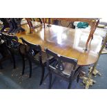 A 19th century and later mahogany twin pedestal dining table, with two leaf insertions, 275cm