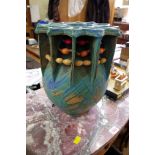 An unusual studio pottery vase, by T Blewitt, 33cm high.