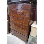 An unusual Georgian mahogany chest of two short and six long graduated drawers, 102cm wide.