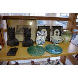 A mixed lot, to include two Minton majolica plaques.