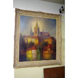 Hans Nowak, Prague Cathedral, signed, inscribed verso, oil on canvas, 78.5 x 68.5cm.