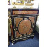 A late 19th century ebonized and boulle side cabinet, 93cm wide.