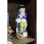A Victorian Staffordshire pottery 'Hearty Good Fellow' Toby jug, 29cm high.