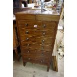 An early 19th century mahogany and line inlaid wash stand, with hinged top, 45.5cm wide, (