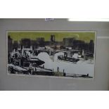 H Weissenborne, 'The River', signed and titled, monoprint, I.15 x 30.5cm.