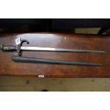 A French 1874 Model Gras bayonet and scabbard.