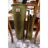 A World War I trench Art tubular gong, decorated with Life Guards crest and 'Ypres 1916', 41cm high;