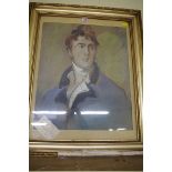 After Sir Thomas Lawrence, bust-length portrait of William Lamb, watercolour, 53 x 44cm.