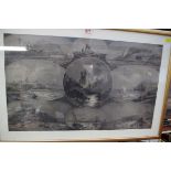 J H Butterworth (Isle of Man), a montage of nine English coastal vignettes, signed, charcoal, 44 x