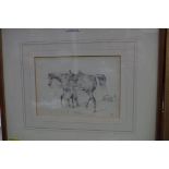 G... C..., 19th century, horse with saddle, initialed and dated 1836, pencil, 12.5 x 18cm.