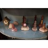 A collection of Cornish serpentine lighthouses; and other items.