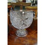 A large and impressive cut glass pedestal bowl, by Cork Irish Crystal, 35cm high.