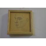 William Roberts, portrait of Tom Sutcliffe, pencil, 8.5cm square.