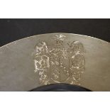 An exceptionally rare Commonwealth era silver broad rim plate, by A F,  London 1654, bearing